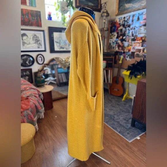 Yellow Hooded Cozy Shrug Long Cardigan - Picture 2 of 7
